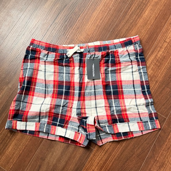 NWT PRETTYLITTLETHING Navy Plus Checked Long Pyjama Shorts - Picture 3 of 5